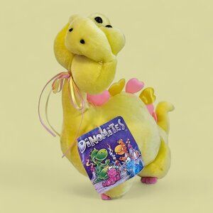 Commonwealth Dinomites Dinosaur Plush Stuffed Animal Yellow Hearts w/ Tags Vtg